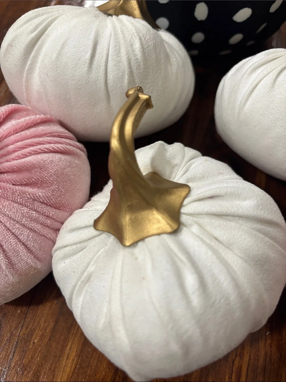 Fall Decor- Black Polka Dot, White & Pink